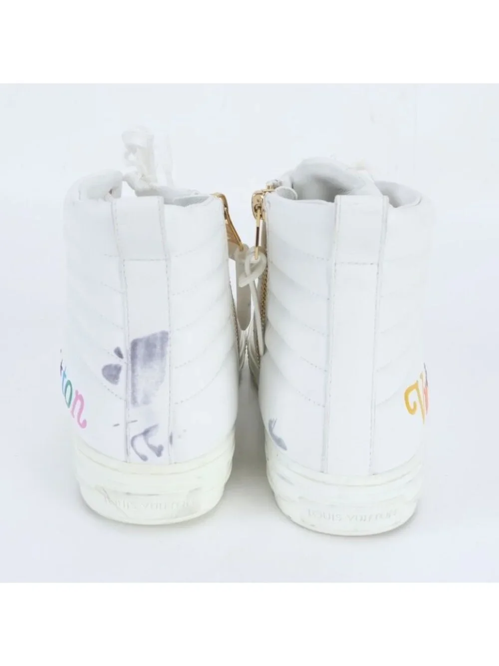 Louis Vuitton Stella Line Leather Sneakers High Cut Lace Up Shoes 37 Ree - Picture 4 of 8